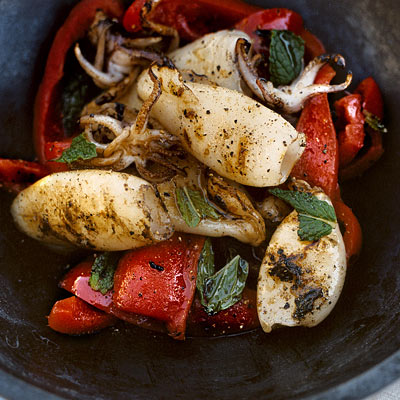 Fourth of July – “Seafood Style” Grilled Calamari with Minted Red Pepper