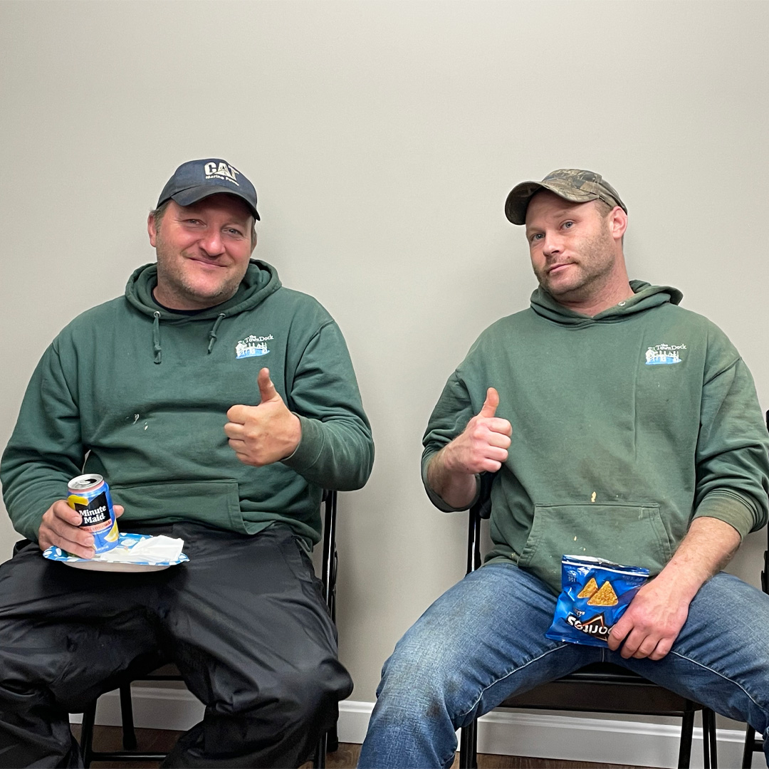 Pictured Town Dock employees enjoying lunch.