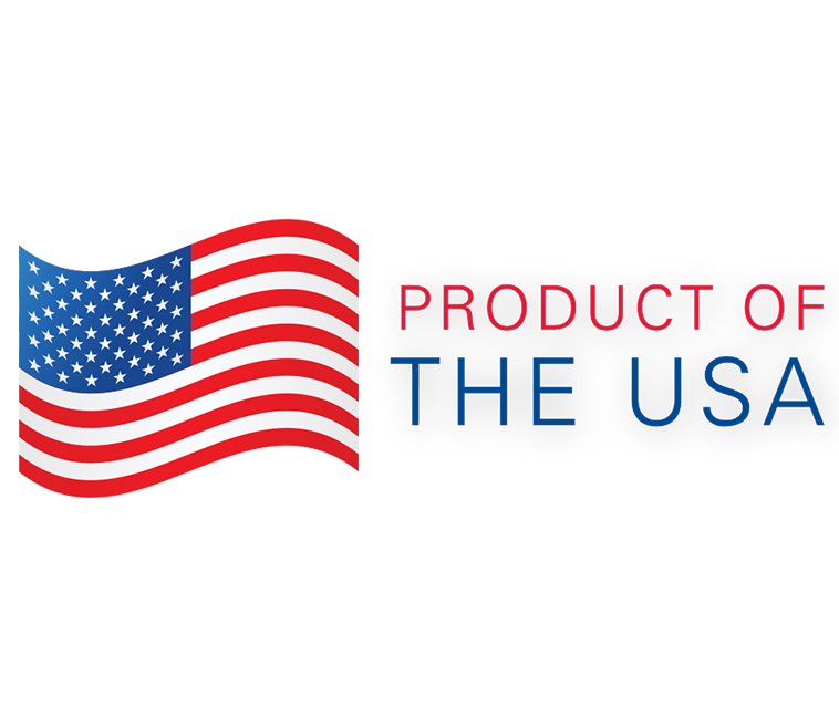 Product of the USA with flag