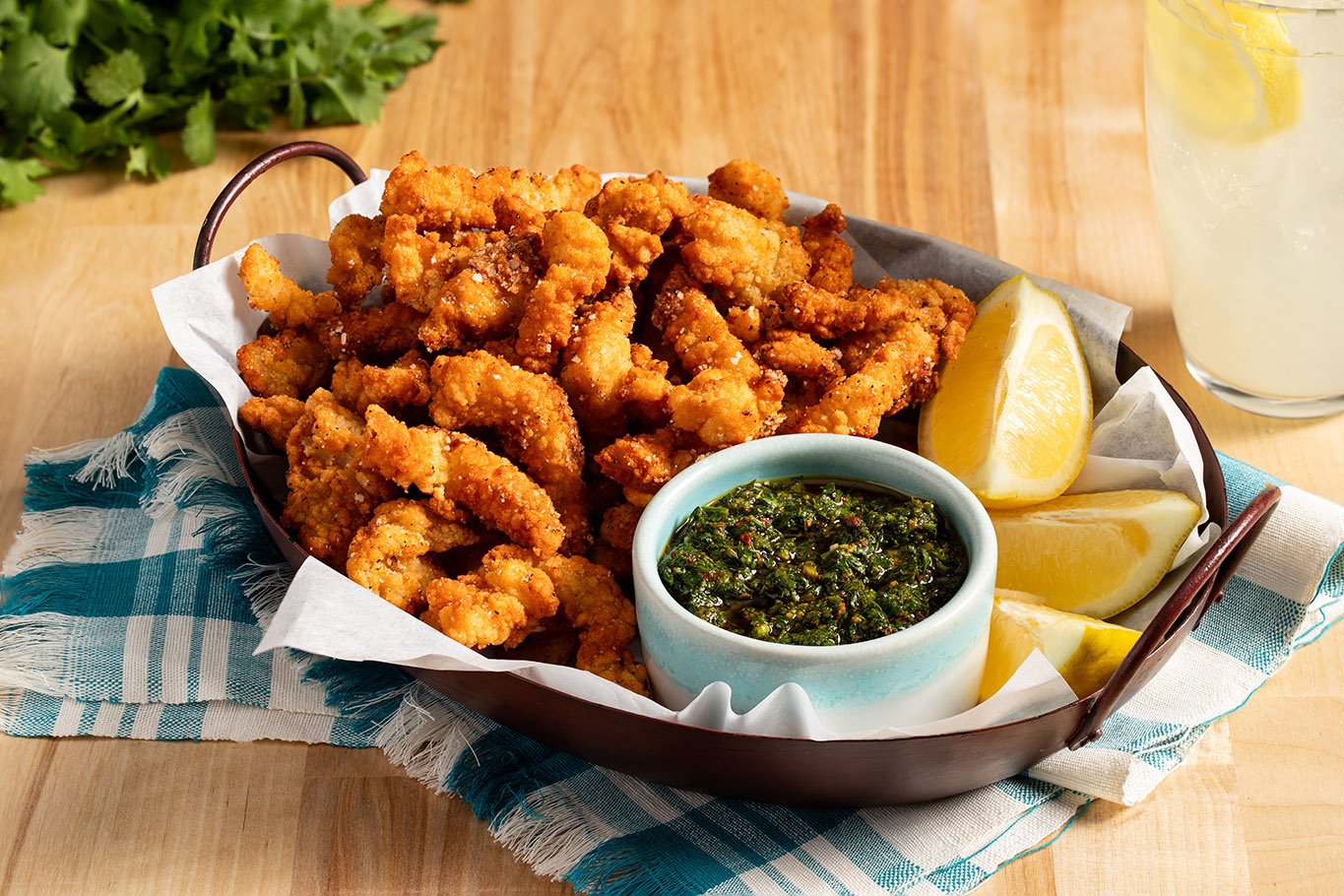 Harissa Spiced Clam Strips with Chermoula-web